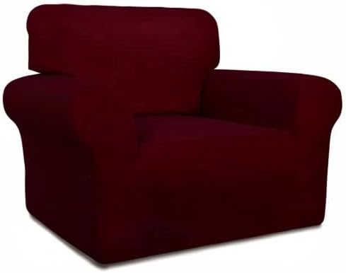 PureFit Super Stretch Chair Sofa Slipcover – Spandex Non Slip Soft Couch Sofa Cover, Washable Furniture Protector with Non Skid Foam and Elastic Bottom for Kids, Pets (Chair, Wine)