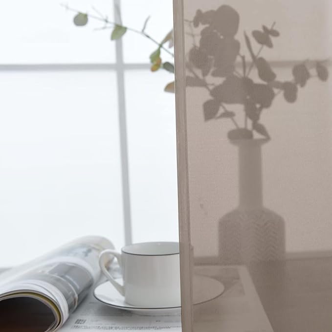SpaceDresser Basic Rod Pocket Sheer Voile Window Curtain Panels Taupe 1 Pair 2 Panels 52 Width 72 Inch Long for Kitchen Bedroom Children Living Room Yard(Taupe, 52W x 72L)