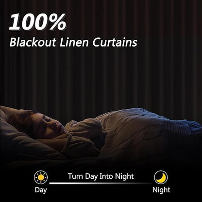 Guken 100% Blackout Curtains 84 Inch Length 2 Panels Set for Living Room Bedroom Back Tab Thermal Insulated Black Out Linen Drapes Room Darkening Window Curtains 84 Inches Long,Plum