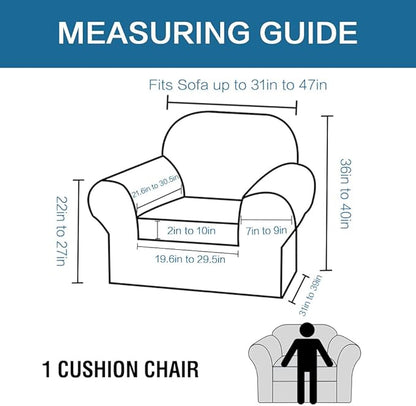 H.VERSAILTEX High Stretch Chair Cover Chair Slipcover 2 Piece Couch Shield Furniture Cover/Protector Soft with High Spandex Jacquard Checked Pattern Fabric (Chair, Dusty Blue)