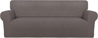 PureFit Super Stretch Sofa Slipcover – Spandex Non Slip Soft Couch Sofa Cover, Washable Furniture Protector with Non Skid Foam and Elastic Bottom for Kids, Pets （Oversized Sofa, Taupe）