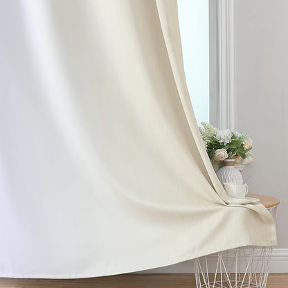 Estelar Textiler Beige and Greyish White Ombre Blackout Curtains 45 Inch Length 2 Panels, Full Room Darkening Gradient Drapes for Kitchen, Thermal Insulated Grommet Short Curtains for Bathroom,42Wx45L