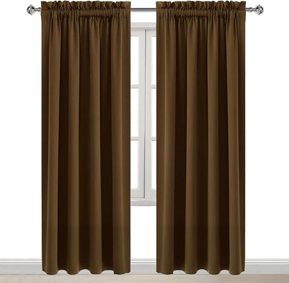 DWCN Blackout Curtains Room Darkening Thermal Insulated Bedroom Curtains Window Curtain Panels, 52 x 84 inches Long, Set of 2 Brown Rod Pocket Drapes