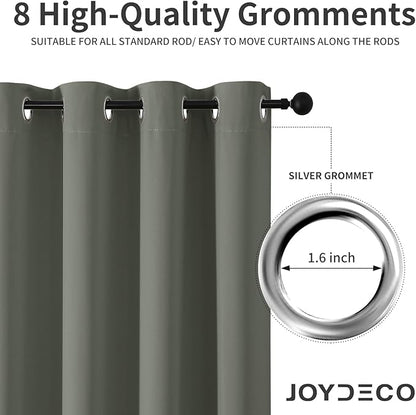 Joydeco Blackout Curtains 90 Inch Length 2 Panels Set, Thermal Insulated Long Curtains& Drapes 2 Burg, Room Darkening Grommet Drapes for Bedroom Living Room Window (Sage Green, W52 x L90 Inch)