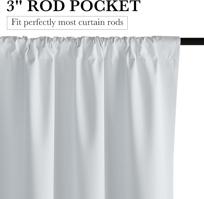 RYB HOME White 100% Blackout Curtains, Thermal Insulated Heat & UV Blocking Total Room Darkening Privacy Drapes for Bedroom Dining Living Room, Width 34 by Length 80, White, 2 Panels