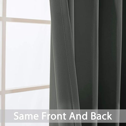 Yakamok Blackout Curtains Room Darkening Thermal Insulated with Grommet Window Curtain for Bedroom, 52 x 108inch,Dark Grey, 2 Panels