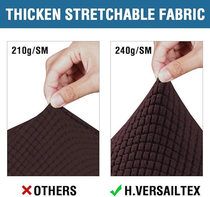 H.VERSAILTEX 4 Piece Stretch Sofa Covers for 3 Cushion Couch Covers for Living Room Furniture Slipcovers (Base Cover Plus 3 Seat Cushion Covers) Upgraded Thicker Jacquard Fabric (XL Sofa, Chocolate)