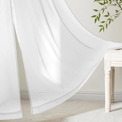 MIULEE White Sheer Curtains 72 Inches Long, 4 Panels Set, Light Filtering Rod Pocket Voile Drapes for Living Room and Bedroom, Airy Soft Fabric Window Treatments, 42 x 72 Inches