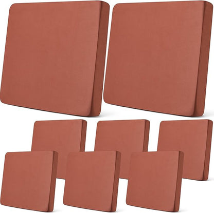 Newwiee 8Pcs Patio Cushion Covers Stretch Outdoor Cushion Cover Replacement for Patio Furniture Sofa Couch Slipcovers, Soft Flexibility Washable Furniture Protector(Waterproof Pure,Terra Cotta)