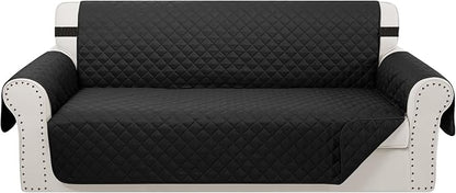 Reversible Oversized Sofa Covers Couch Cover Furniture Protector for Dogs Elastic Straps Water Resistant(XLSofa,Black/Black)
