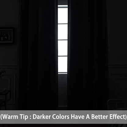 Yakamok Blackout Curtains with Grommet Thermal Insulated Room Darkening Window Drapes for Dedroom, Navy Blue Color, Set of 2, W52 x L72
