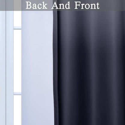 SimpleHome Ombre Curtains 52 x 63 Inch for Bedroom 2 Panels, Gradient Grey White to Black Light Blocking Thermal Insulated Grommet Room Darkening Window Curtain/Drapes for Living Room