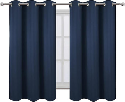 LEMOMO Navy Blue Blackout Curtains 34 x 54 Inch Length/Set of 2 Curtain Panels/Thermal Insulated Room Darkening Blackout Curtains for Bedroom
