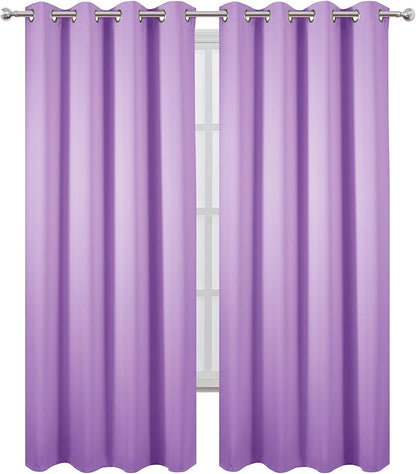 LEMOMO Blackout Curtains 52 x 90 Inch Long Lavender Curtains Set of 2 Panels Room Darkening Curtains for Bedroom and Living Room