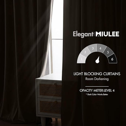 MIULEE Taupe Velvet Curtains 90 inches - Luxury Blackout Curtains for Bedroom Living Room Thermal Insulated Super Soft Window Drapes Rod Pocket & Back Tab, W52 x L90 inches, 2 Panels