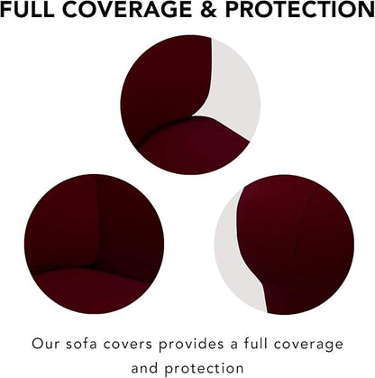 PureFit Super Stretch Chair Sofa Slipcover – Spandex Non Slip Soft Couch Sofa Cover, Washable Furniture Protector with Non Skid Foam and Elastic Bottom for Kids, Pets （Chair, Wine）