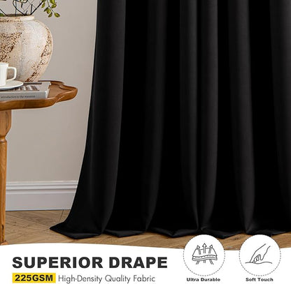 MIULEE Black Blackout Curtains - Bedroom Window Treatment Curtains Thermal Insulated Room Darkening Drapes for Living Room Kitchen Grommet Top Light Blocking Drapery, 40 x 48 Inches Long, 2 Panels