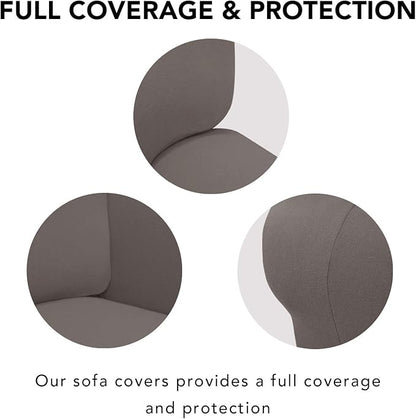 PureFit Super Stretch Sofa Slipcover – Spandex Non Slip Soft Couch Sofa Cover, Washable Furniture Protector with Non Skid Foam and Elastic Bottom for Kids, Pets （Oversized Sofa, Taupe）