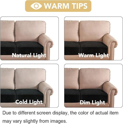 H.VERSAILTEX Velvet Stretch Couch Cushion Cover Plush Cushion Slipcover for Chair Loveseat Sofa Cushion Furniture Protector Seat Cushion Sofa Cover (3 Piece Sofa Cushion Covers, Black)
