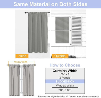 Simplebrand Ava Light Grey Blackout Curtains for Bedroom 90 Inches Long 2 Panels Set, Solid Privacy Energy Saving Living Room Window Treatment Curtains Blackout Drapes, W50 x L90 Inch, Light Grey