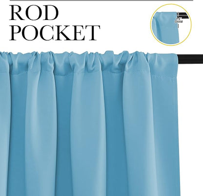 NICETOWN 2 Panels Blackout Curtains, Rod Pocket Window Curtains Room Darkning Drapes for Bedroom/Living Room, Thermal Insulated Solid Draperies for Home Office/Study, 62 by 72-Inch, Teal Blue