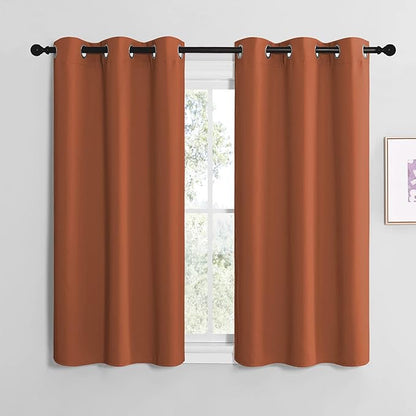 NICETOWN Bedroom Curtains 50 inches Long, Privacy and Thermal Insulated Blackout Drapes for Windows (Burnt Orange, 1 Pair, 42 x 50 inches)