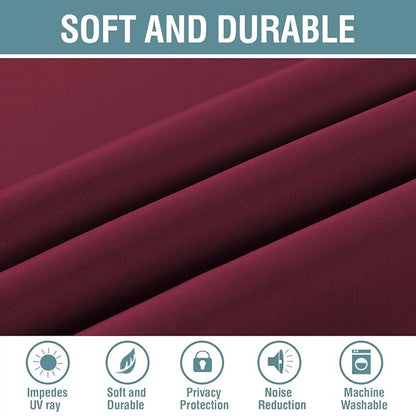 H.VERSAILTEX Blackout Curtains for Christmas Thermal Insulated Window Treatment Curtain 54 inch Length Energy Saving Solid Grommet Top Blackout Drape, One Panel, Burgundy Red, 52" W x 54" L