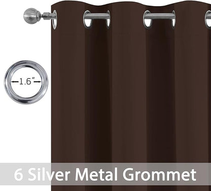 Yakamok Blackout Curtains Room Darkening Thermal Insulated Window Panels,Solid Grommet Top Drapes for Bedroom/Living Room(42Wx84L, Chocolate Brown, 2 Panels)
