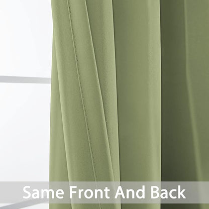 Yakamok 84 Inch Length Blackout Curtains for Bedroom, Light Blocking Drapes Room Darkening Thermal Insulated Solid Grommet Panels for Living Room, (62Wx84L, Sage Green, 2 Panels)