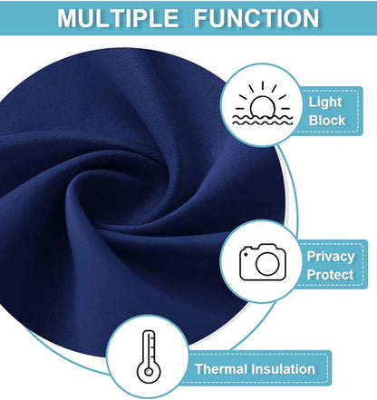 RYB HOME Short Blackout Curtains for Bedroom, Room Darkening Insulated Summer Heat Light UV Blocking Energy Saving Drapes for Nursery, Width 34 by Length 45, Marine Blue, Set of 2