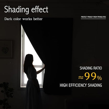 Adhesive Blackout Curtains- Self Stick Shades Window Blinds Curtains No Rod Needed Easy to Hang Curtains, Use for Bedroom, Living Room, Dining Room, Kitchen, Home Office, 59"W X 84"L, Black, 1 Panel