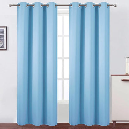 LEMOMO Sky Blue Thermal Blackout Curtains/42 x 84 Inch/Set of 2 Panels Room Darkening Curtains for Bedroom