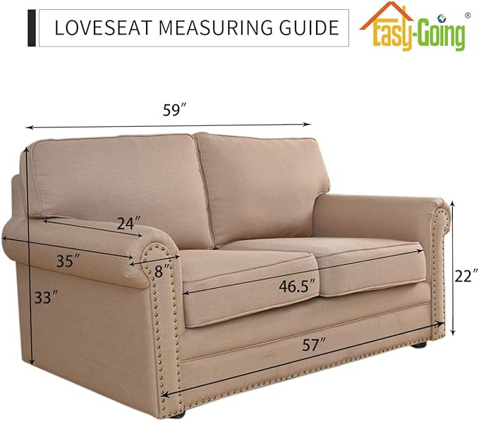 Easy-Going Stretch Loveseat Slipcover 1-Piece Sofa Cover Furniture Protector Couch Soft with Elastic Bottom for Kids Polyester Spandex Jacquard Fabric Small Checks (Loveseat, Greyish Green)