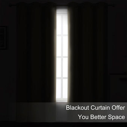 LEMOMO Khaki Blackout Curtains 42 x 54 Inch Length Set of 2 Panels Grommet Bedroom Curtains for Living Room