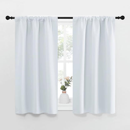 NICETOWN Greyish White Window Curtain Panels - Thermal Insulated Rod Pocket Room Darkening Curtain Sets for Bedroom (Greyish White, 2 Panels, 29 by 40)