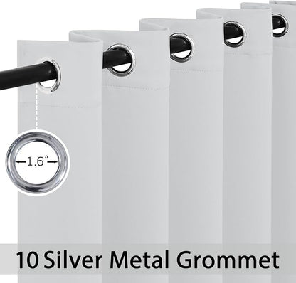 Yakamok Blackout Curtains Room Darkening Thermal Insulated Window Panels,Solid Grommet Top Drapes for Bedroom/Living Room(62Wx84L,Greyish White, 2 Panels)