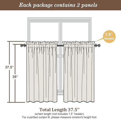 Chyhomenyc Sheer Curtains 36 inch Length 2 Panels, Light Filtering Voile Rod Pocket Short Window Sheer Curtians for Bathroom Living Room, 2PCS, Blush Pink