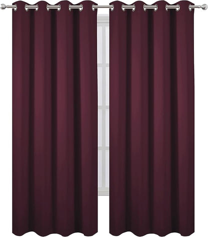LEMOMO Blackout Curtains 66 x 95 inch/Burgundy Red Curtains Set of 2 Panels/Thermal Insulated Room Darkening Bedroom Curtains