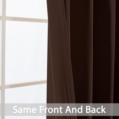 Yakamok Blackout Curtains Room Darkening Thermal Insulated Window Panels,Solid Grommet Top Drapes for Bedroom/Living Room(42Wx84L, Chocolate Brown, 2 Panels)