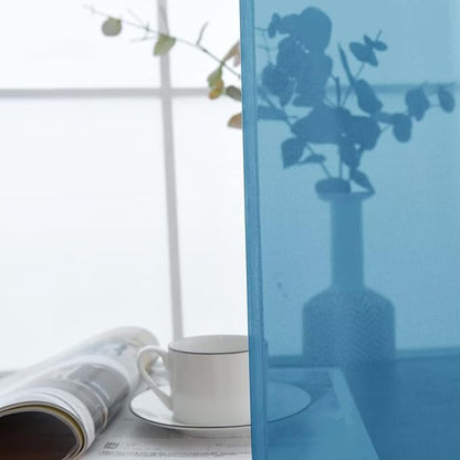 SpaceDresser Basic Rod Pocket Sheer Voile Window Curtain Panels Blue 1 Pair 2 Panels 52 Width 90 Inch Long for Kitchen Bedroom Children Living Room Yard（Blue, 52W x 90L）