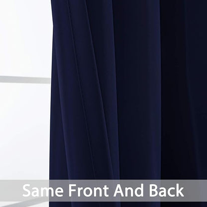 Yakamok Blackout Curtains with Grommet Thermal Insulated Room Darkening Window Drapes for Dedroom, Navy Blue Color, Set of 2, W52 x L72