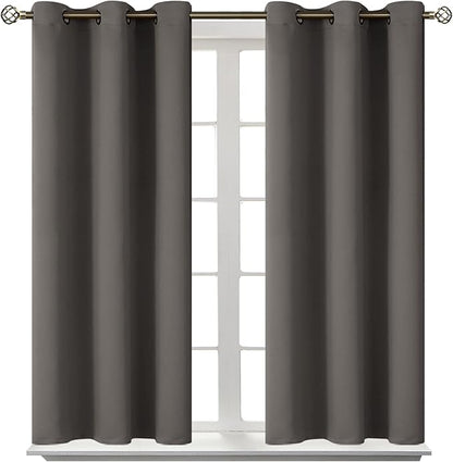 BGment Blackout Curtains for Bedroom - Grommet Thermal Insulated Room Darkening Curtains for Living Room, Set of 2 Panels (38 x 54 Inch, Grey)
