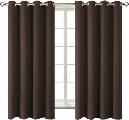 BGment Blackout Curtains for Living Room - Grommet Thermal Insulated Room Darkening Curtains for Bedroom, Set of 2 Panels (52 x 63 Inch, Brown)