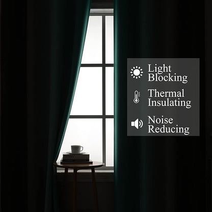 Estelar Textiler Brown and Teal Room Darkening Blackout Curtains 84 Inch Length 2 Panels Set for Living Room, Thermal Insulated Ombre Light Blocking Grommet Blackout Drapes for Bedroom, 42Wx84L