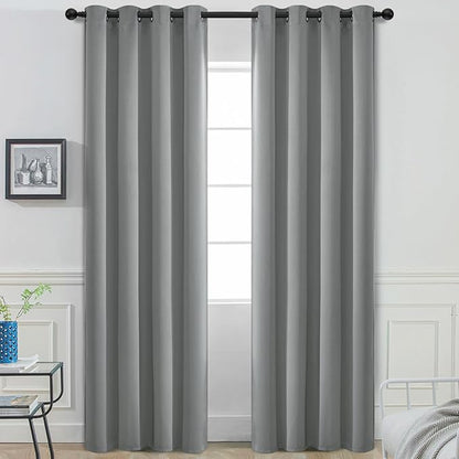 Yakamok Dove Grey Room Darking 84 Inch Length 2 Panel Sets for Livingroom Dining Room Darkening Thermal Insulated Bay Window Hotel Modern Elegant Black Out Sunblock Curtins/Bedroom,52 x 84 Inches