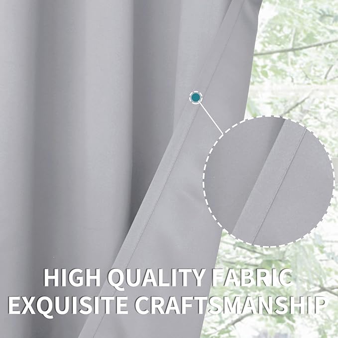 BGment Room Darkening Curtains 54 Inches Long - Grommet Thermal Insulated Drapes Window Treatment Curtains for Bedroom, 2 Panels, 38 x 54 Inch, Light Grey