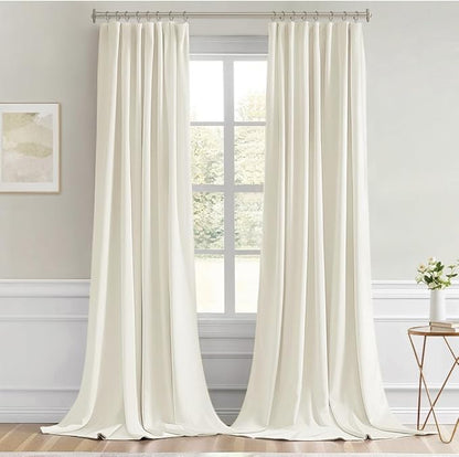 MIULEE Cream Back Tab Blackout Curtains 120 Inch Long 2 Panels Set for Bedroom, Rod Pocket/Pinch Pleated Extra Long Thermal Insulated Living Room Darkening Light Blocking 10FT Drapes