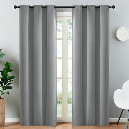 Yakamok Dove Grey Room Darking 84 Inch Length 2 Panel Sets for Livingroom Dining Room Darkening Thermal Insulated Bay Window Hotel Modern Elegant Black Out Sunblock Curtins/Bedroom,38 x 84 Inches