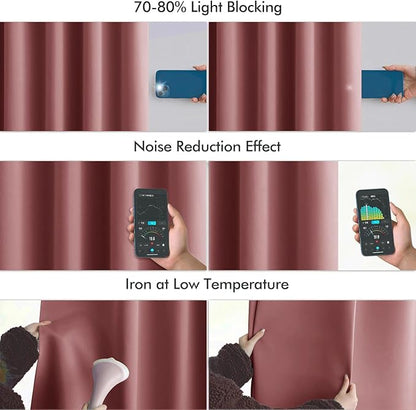 MIULEE Dusty Rose Back Tab Blackout Curtains 84 Inch Length 2 Panels Set for Living Room Bedroom Privacy, Rod Pocket/Pinch Pleat Thermal Insulated Room Darkening Pleated Light Blocking Drapes