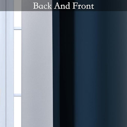 SimpleHome Ombre Room Darkening Curtains for Bedroom, Gradient Navy Blue to Grey White Light Blocking Thermal Insulated Grommet Window Curtain/Drapes for Living Room,2 Panels, 42x63 inches Length